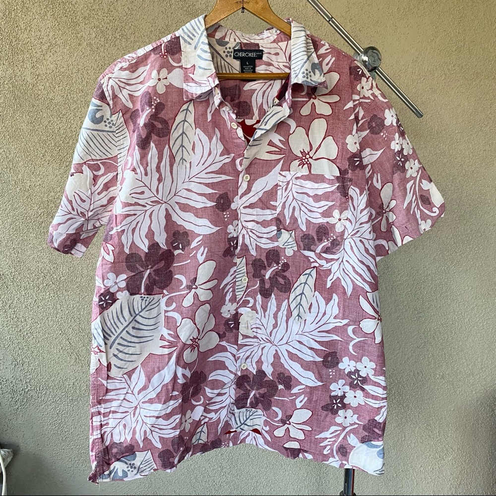 Cherokee Faded Print Hawaiian Shirt - size Large